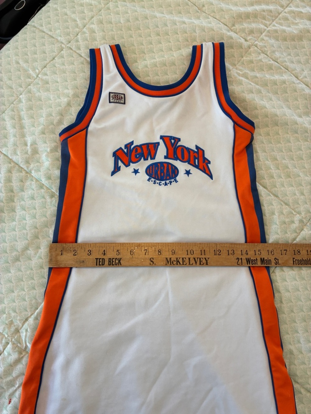 Vintage White NY Knicks Sports Jersey Mini Dress Blue Orange New York - Picture 8 of 10